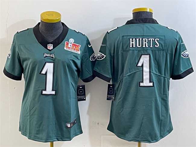 Women's Philadelphia Eagles #1 Jalen Hurts Green 2025 Super Bowl LIX Patch Vapor Untouchable Limited Stitched Jersey(Run Small),We sell and wholesale Women's Philadelphia Eagles #1 Jalen Hurts Green 2025 Super Bowl LIX Patch Vapor Untouchable Limited Stitched Jersey(Run Small) on line form chian!